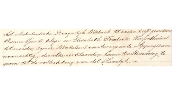 een ouderwetse hadngeschreven paraaf uit een huwelijksakte